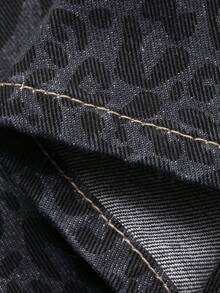 DAZY 女士豹纹口袋阔腿宽松休闲牛仔裤 夏季 - 灰色 - 查看 6