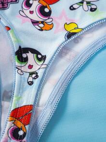 THE POWERPUFF GIRLS X SHEIN 3件套女士卡通印花舒适丁字裤 - 彩色 - 查看 4