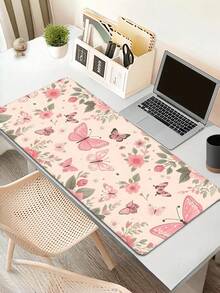 1 pieza Alfombrilla de ratón extra grande con diseño de mariposa - Tapete de escritorio para juegos con borde cosido, lavable, con base de goma antideslizante, protector de teclado de varios tamaños para oficina y escuela - Mariposa - Ver 8