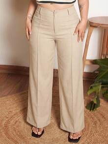 Lupita Cardoza Solid Wide Leg Summer Pants - Beige - View 3