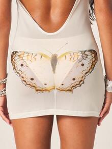 MISSGUIDED Đầm lưới xuyên thấu dành cho nữ với họa tiết bướm và phần lưng hở sâu. - Nhiều màu - Xem 6