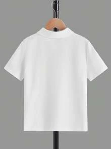 SHEIN 青少年男孩骑士印花休闲百搭日常短袖Polo衫 - 白色 - 查看 2