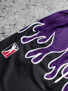 Sport MetroGents Men's Flame Print Drawstring Waist Loose Fit Sports Shorts - Multicolor - View 4