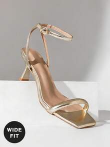 SHUZIA Women's Wide-Fit Elegant Minimalist Ankle Strap Stiletto Heel Sandals - Gold - View 6