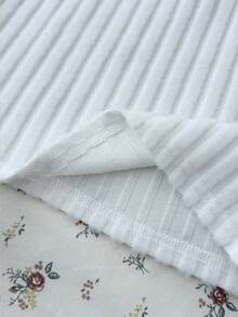 少女白色罗纹针织纹理可爱百搭蕾丝边吊带背心 - 白色 - 查看 3