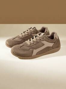 CUCCOO EASI Zapatillas deportivas casuales cómodas y de suela plana para mujer - Caqui - Ver 3