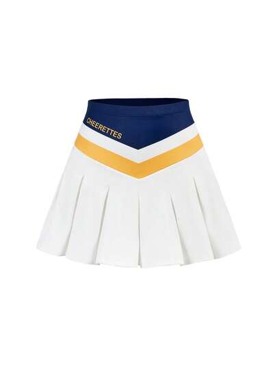 Cheerettes Women's Patchwork Color Letter Print Pleated Pocket Casual Versatile Outdoor Sports Skirt Pants
