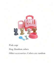 Zazumi 8 Pcs Set Cute Dog Basket For Home Play, Including Dog Plush , Dog House, And Scene Accessories, Suitable Gift, Preschool Giving,Easter,Easter Gift,Miniature Things, - Multicolor - View 5