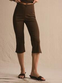 MUSERA Bộ đồ gồm chân váy maxi cạp thấp xẻ tà phối ren, thích hợp cho mùa xuân hè, ấm áp, dễ thương, thường ngày, nữ tính, đi nghỉ mát, phong cách thường ngày, Casa De Muse. - Màu nâu Sô-cô-la - Xem 3
