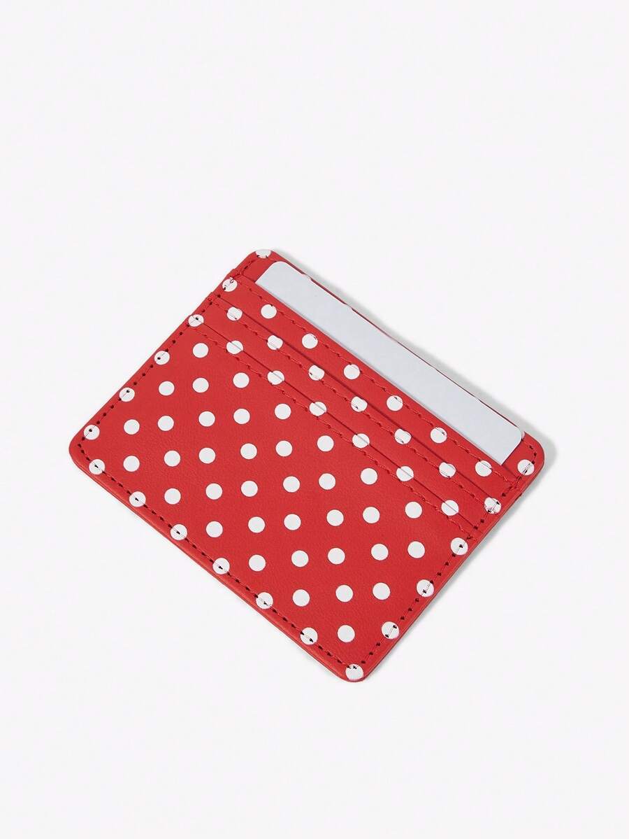 Viva Strut 1 PC Red Background White Polka Dot Multi-Card Card Clip, Retro Polka Dot Light And Thin Card Bag, Small And Large Capacity! Polka Dot Multi-Card Card Bag - Red and White - View 1