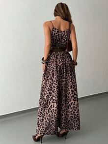 Ritzy Row Vestido de tirantes con estampado de leopardo y escote pronunciado para mujer, para primavera/verano - Multicolor - Ver 2