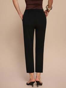 Olia Maree Olia Maree 女士休闲纯色百搭口袋裤 - 黑色 - 查看 2