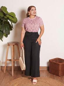 Lupita Cardoza Women Leopard Print Loose-Fit Short Sleeve T-Shirt Summer,Fall Clothes - Pink - View 6