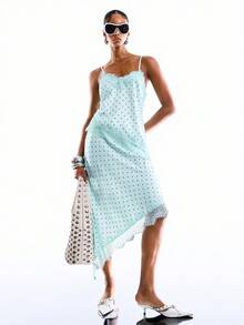 LYSMO 2026 New Arrive Minimalism Spring/Summer Women's Summer Fashion Polka Dot Print Contrast Lace Camisole - Mint Green - View 7