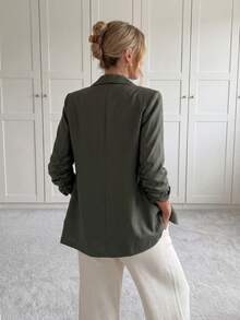 Easowa 女士经典西装外套，适合日常通勤、商务休闲、秋冬季办公室穿着，休闲百搭。 - 軍綠色 - 查看 1