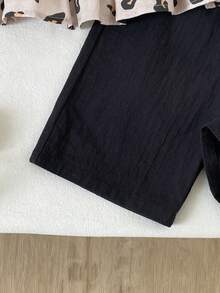 Cozy Pixies 女婴爱心图案针织柔软圆领无袖背心和松紧腰裤两件套 - 黑色 - 查看 7