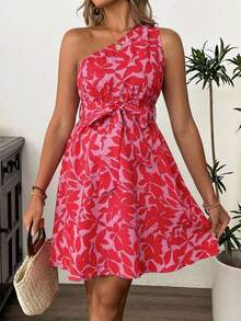 SHEIN Đầm bầu không tay họa tiết cây cỏ, kiểu dáng thường ngày, thích hợp cho kỳ nghỉ. - Nhiều màu - Xem 4