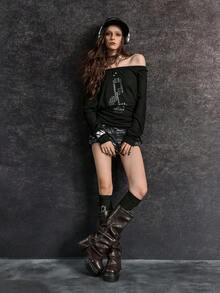 Sugerpunk 女士高跟凉鞋~ 2026 新款时尚秋冬朋克风深色 PU 高跟粗跟酒红色高筒靴及膝靴超高跟靴 - 棕色 - 查看 4