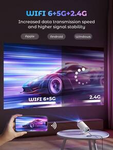 Teckwe Projector With WiFi And Wireless 5.4, Mini Projector, 4K 1080P Support Portable Wireless Movie Projectors 270° Rotatable Screen Auto Keystone, Suitable For Room Camping-EU Plug - View 3