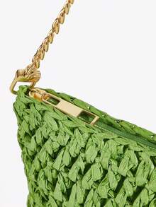 Viva Strut Borse a mano da donna, borse di paglia, alla moda, eleganti, semplici, personalizzate, perfette per spiaggia, vacanza, estate, mare. Ideali per vacanze al mare, viaggi, shopping e accessori per la vacanza (la borsa non contiene pendenti) - Verde chiaro - Visualizzare 6