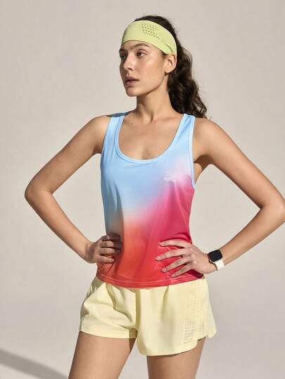 SHEIN In My Nature Women's Letter Print Ombre Color Loose Outdoor Tank Top