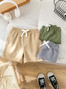 SHEIN 3PCS Young Boys Shorts - Army Green - View 6
