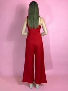 Aless PB Women's Red Sleeveless Floral Jumpsuit, Casual For Everyday Wear - Red - View 2