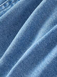 女士时尚休闲百搭修身牛仔连衣裙 - 淺色水洗藍 - 查看 3