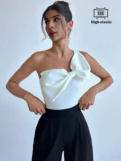 Aloruh Three-Dimensional Bow-Neck Top Wedding Guest,Wedding Party, Formal Occasion, Special Occasion  Garden Party Summer Wedding Elegant, Chic, Modest Guest Appropriate, Re-WearableBeach Vacation  Street Valentine's Date Night Party Wear His & Hers, Proposal Modest