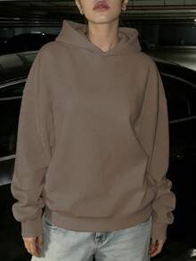 INAWLY Women's Casual Sexy Backless Mesh Sweatshirt - Mocha Brown - View 3