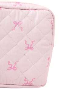 1pc Pink Bow Pattern Women's Sanitary Napkin Pouch, Makeup Bag, Bohemian Style - Multicolor - View 7
