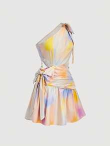 夏季粉色露肩蝴蝶结连衣裙，情人节穿搭，度假连衣裙，田园风连衣裙，约会连衣裙，春夏连衣裙 - 彩色 - 查看 4