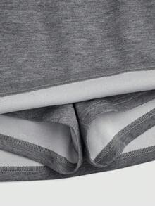 Sweetra Pantalones cortos casuales con cintura en V, talla grande, primavera/verano - Gris - Ver 5