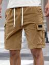 Manfinity Homme Men's Mature Street Corduroy Loose Casual Cargo Shorts, Suitable For Daily Casual, Street, Weekend Outings, Travel, Hangouts With Friends, Etc. This Shorts Is An Indispensable Versatile Item In Men's Wardrobe, And A Great Gift For Boyfriends Or Husbands. Men Corduroy Shorts Khaki Men Shorts Men Streetwear Shorts Tan Shorts Men Gold Shorts Men,Men Old Money,Daily Leisure, Weekend Trips, Outdoor Activities, Travel Expeditions, Relaxed Work Environments Or Semi-Formal Occasions, Boyfriend/Husband Gift, Anniversary /Birthday Gift Party Summer Vacation Holiday,Wedding,Spring To Summer,Mardi Gras,Casual Men's Khaki Corduroy Shorts With Drawstring Waist And Side Cargo Pockets Relaxed Fit
