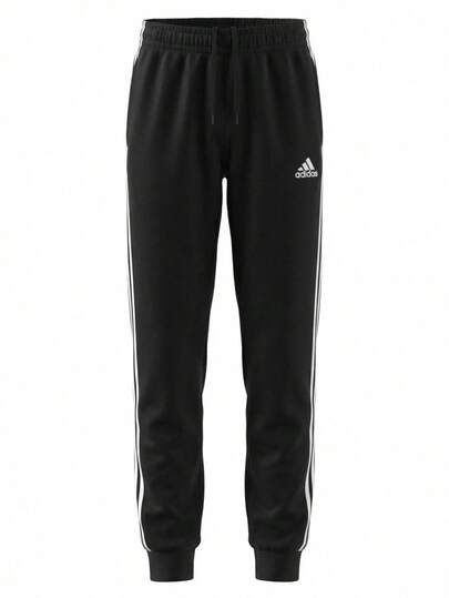 Adidas Essentials Men's 3-Stripes Tapered Cuff Joggers Black
