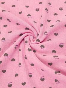 Bộ đồ mặc nhà thoải mái cho nữ, chất liệu cotton, họa tiết chữ trái tim, cổ tròn, áo tay ngắn và quần dài - Hồng - Xem 6