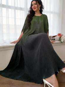 Yasmyna Women's Casual Round Neck Long Dress For Party, Daily Wear - Army Green - View 1