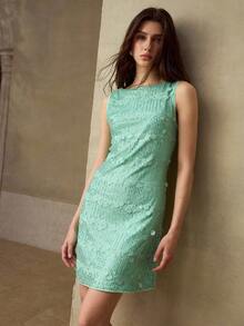 MOTF PREMIUM HEAVY CONTRAST SEQUIN GREEN DRESS - Green - View 5