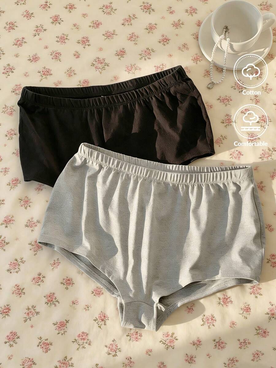 CovetEZ 2 buc pantaloni scurți casual pentru femei, cu talie elastică, culoare solidă, versatili pentru naveta zilnică, vară - Multicolor - Vizualizare 1