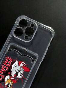 TOM & JERRY X SHEIN Tom & Jerry Cat & Mouse BFF Cartoon Clear TPU Card Holder Phone Case, Lens-Protective Shockproof Anti-Scratch Cover With Card Slot, Nostalgic Anime Daily Gift Accessory, Fundas,Compatible With IPhone Case,Covers,Compatible With IPhone 16/Compatible With IPhone 17/Compatible With IPhone 17 Pro Max/Compatible With Iphone 17 Pro Cell Phone Case, Quick Ship - Clear - View 10