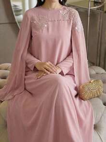 Al Najma 女士土耳其长款连衣裙和阿拉伯传统长袍 - 粉色 - 查看 1