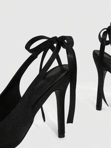 CUCCOO SZL Women's Pointed Toe Lace-Up Design Pumps For Daily Commute - Black - View 6