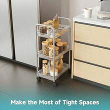 1 Household Transparent Movable Cosmetic Cart Storage Rack, Large Capacity Multifunctional Bathroom Supplies Display Rack, Bathroom Accessories Outdoor Decoration - Transparent - View 2