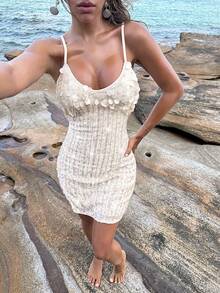 Opulessa Women's Shiny Fashionable Chic Date Party Mini Camisole Dress - Apricot - View 7