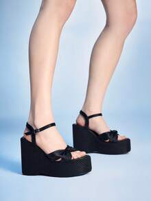 Sugerpunk Women's Thick Sole Sandals, Open Toe Platform Wedge Heels, Fashion Shoes - Black - View 4