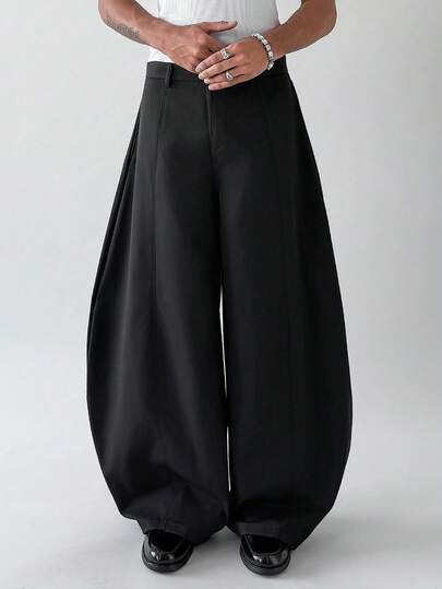 PAVTROS 남성 캐주얼 솔리드 컬러 루즈 와이드 레그 팬츠, 솔기 앞면, 스트리트웨어 남성, 일상 남자친구/남편 선물, 기념일 선물, 유니섹스 스타일, 스트리트웨어 INS 스타일 팬츠