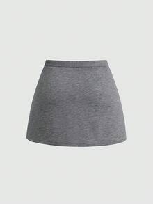 Sweetra Pantalones cortos casuales con cintura en V, talla grande, primavera/verano - Gris - Ver 2