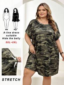 SHEIN CURVE+ Curve 尺码 US22 音乐节、海滨度假、波西米亚风女士简约时尚休闲日常连衣裙、印花连衣裙、长裙 - 彩色 - 查看 8