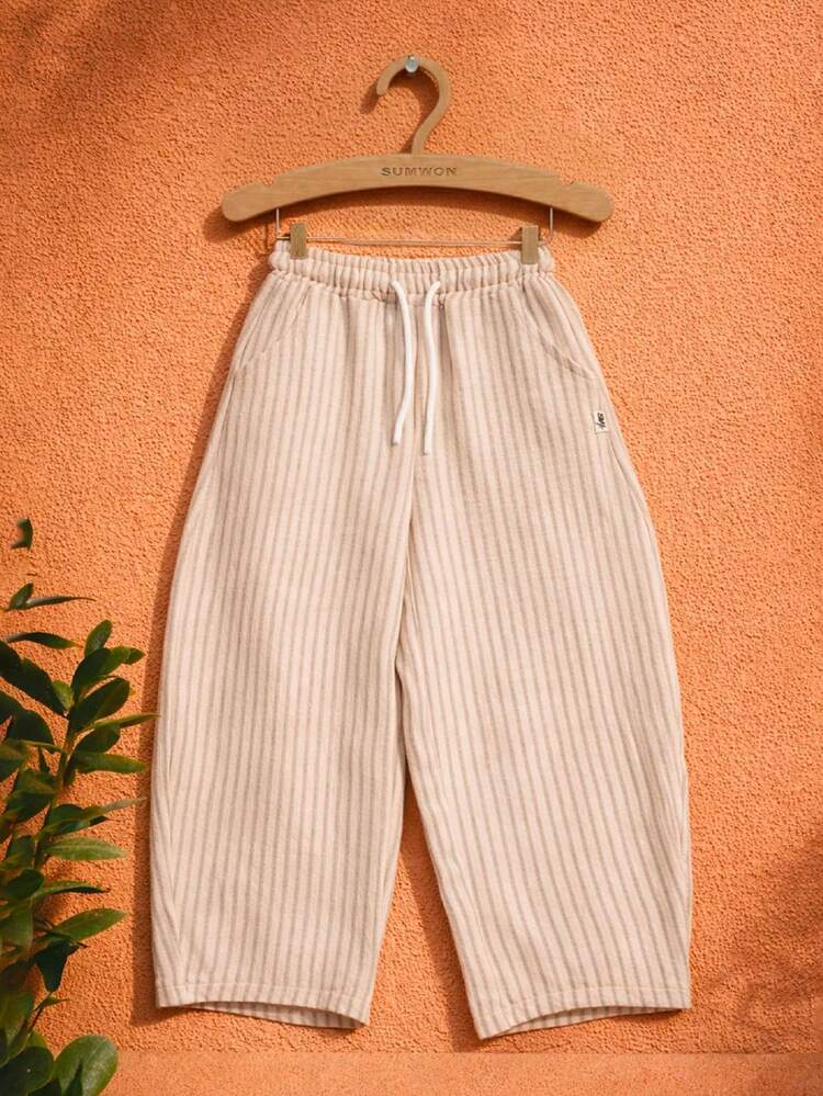 Striped Pull On Pants With Elastic Waist