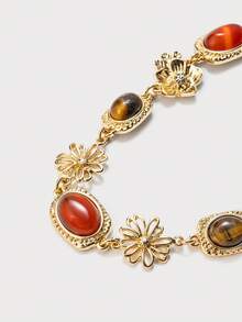 Glisma Women's Chain Necklace,Premium/Old Money/Classy,18K Gold-Plated,Sexy/Vintage,For Mom/Women/Girl/Mother,Summer/Beach/Prom/Party,Layered/Gemstone/Beaded/Crystals,Charm/Chunky - Gold - View 7